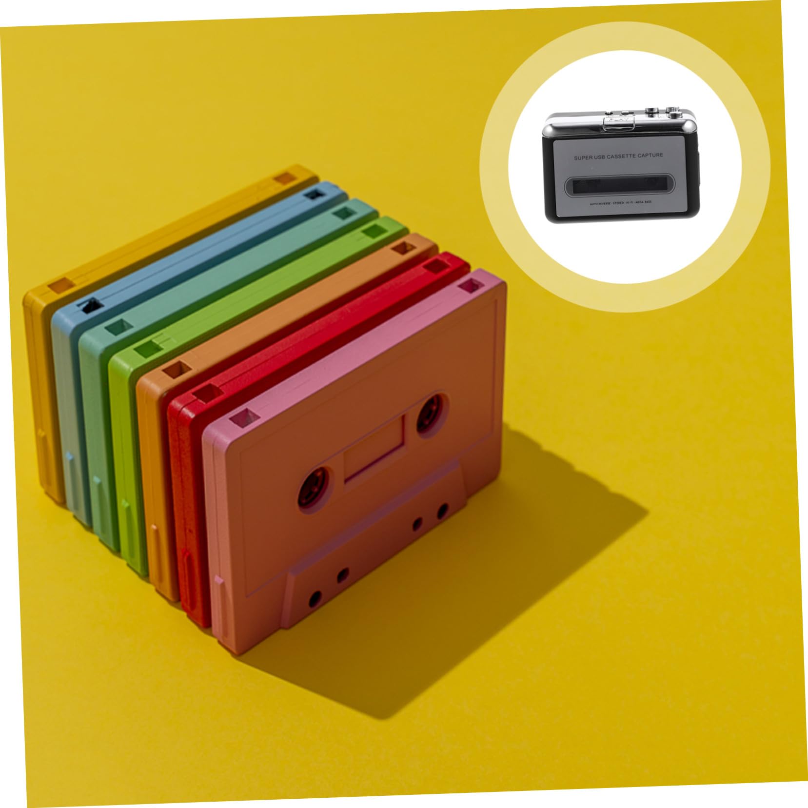OSALADI Convertitore Cassette USB Portatile Lettore Musicale da Cassetta Software di Conversione senza Driver Compatto per Trasferire Collezione di Nastri