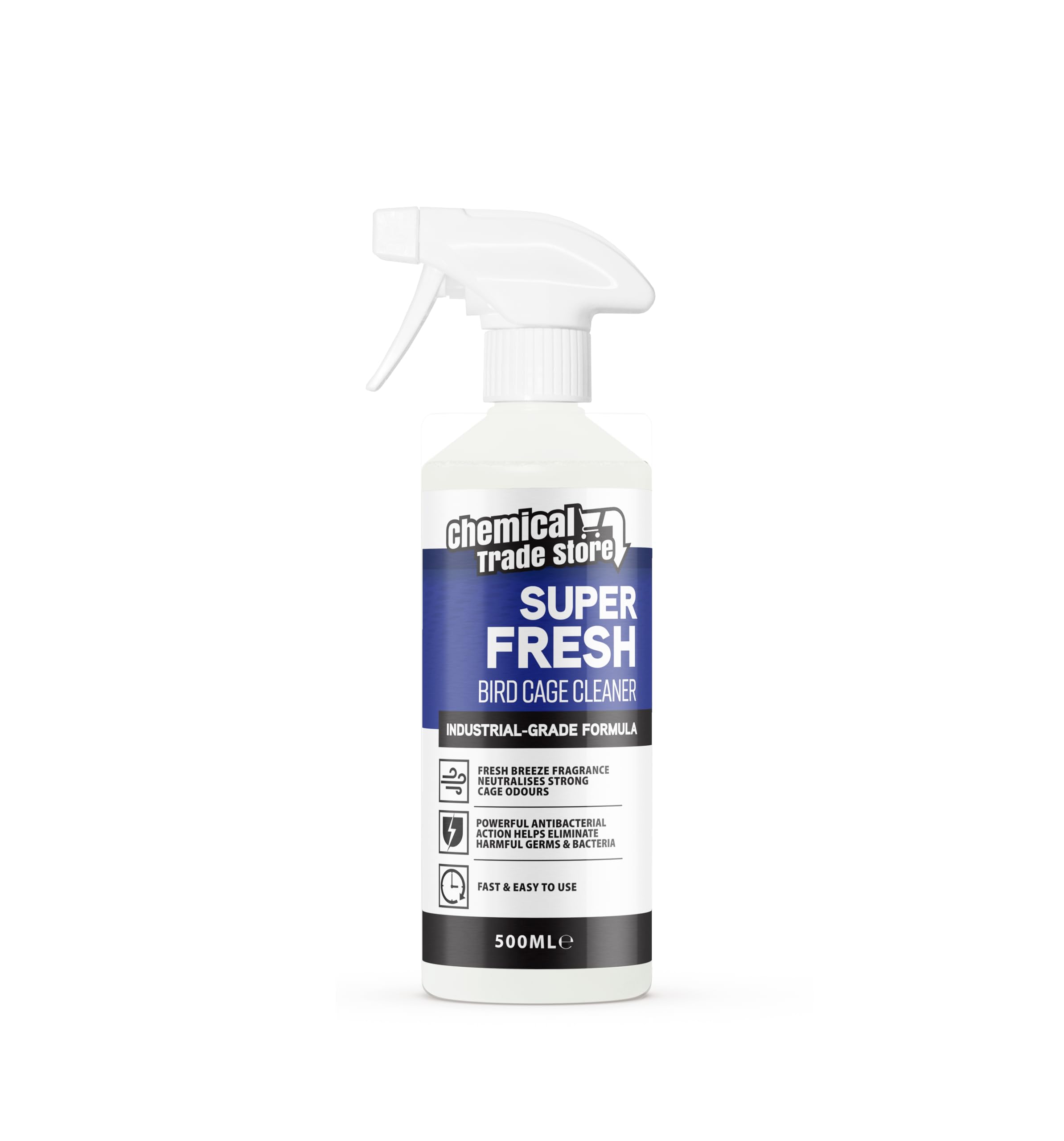 Chemical Trade Store Bird Cage Cleaner - Fresh Breeze Fragrance, 500ml - Cleans & Deodorises Bird Cages, Perches & Feeders - Suitable for Pet Birds - Removes Germs & Bacteria