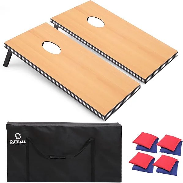 Outball Cornhole Set 4x2 and 3X2 Regulation Size Corn Holes Sets with Carrying Bags & 8 Bean Bags Cornhole Boards Bean Toss Games for Adults Family Outdoor Beach Lawn Outside Backyard Games