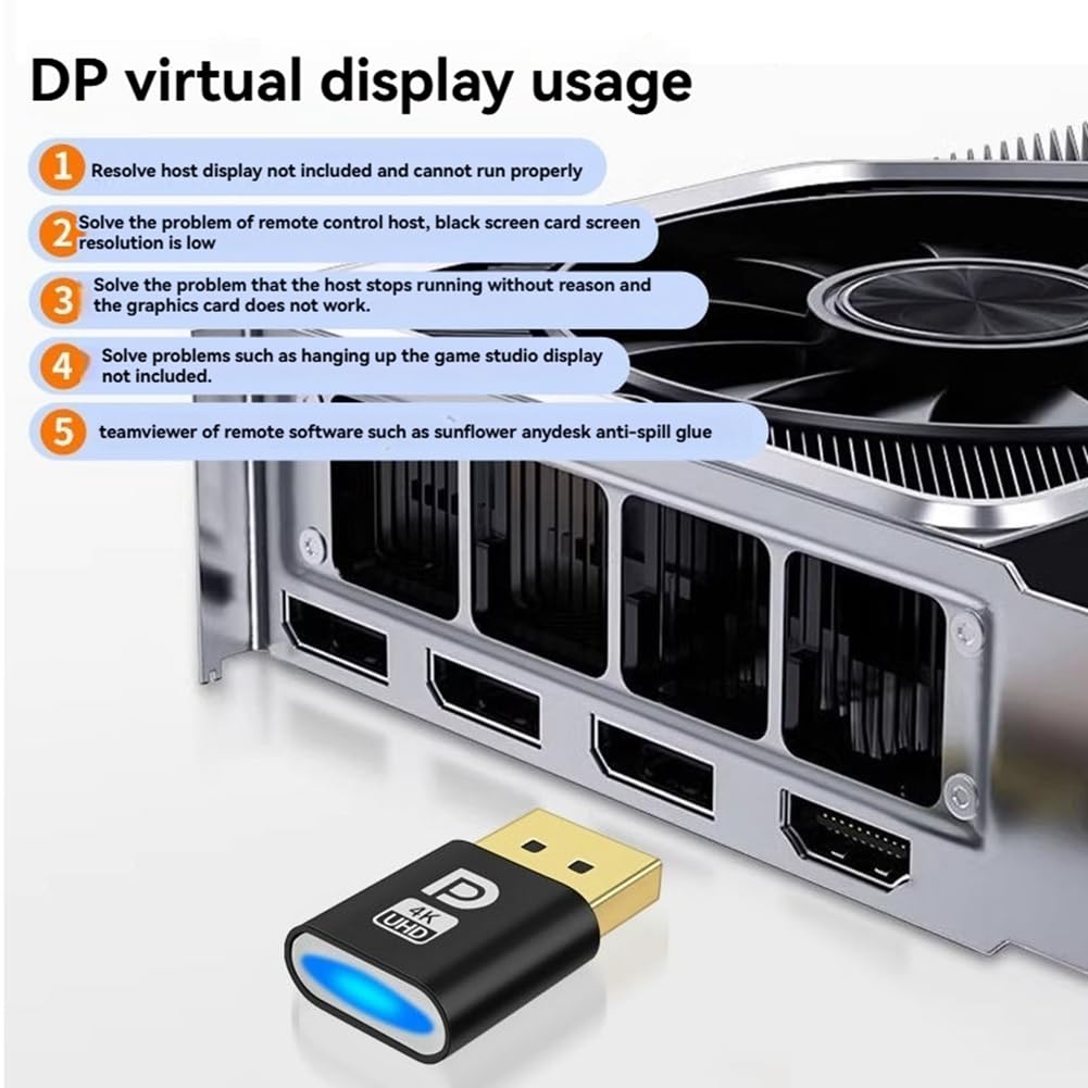 Lot 3 Fiches Factices DisplayPort 4K - Émulateur écran Virtuel, Pour GPU, Minage, Bureautique