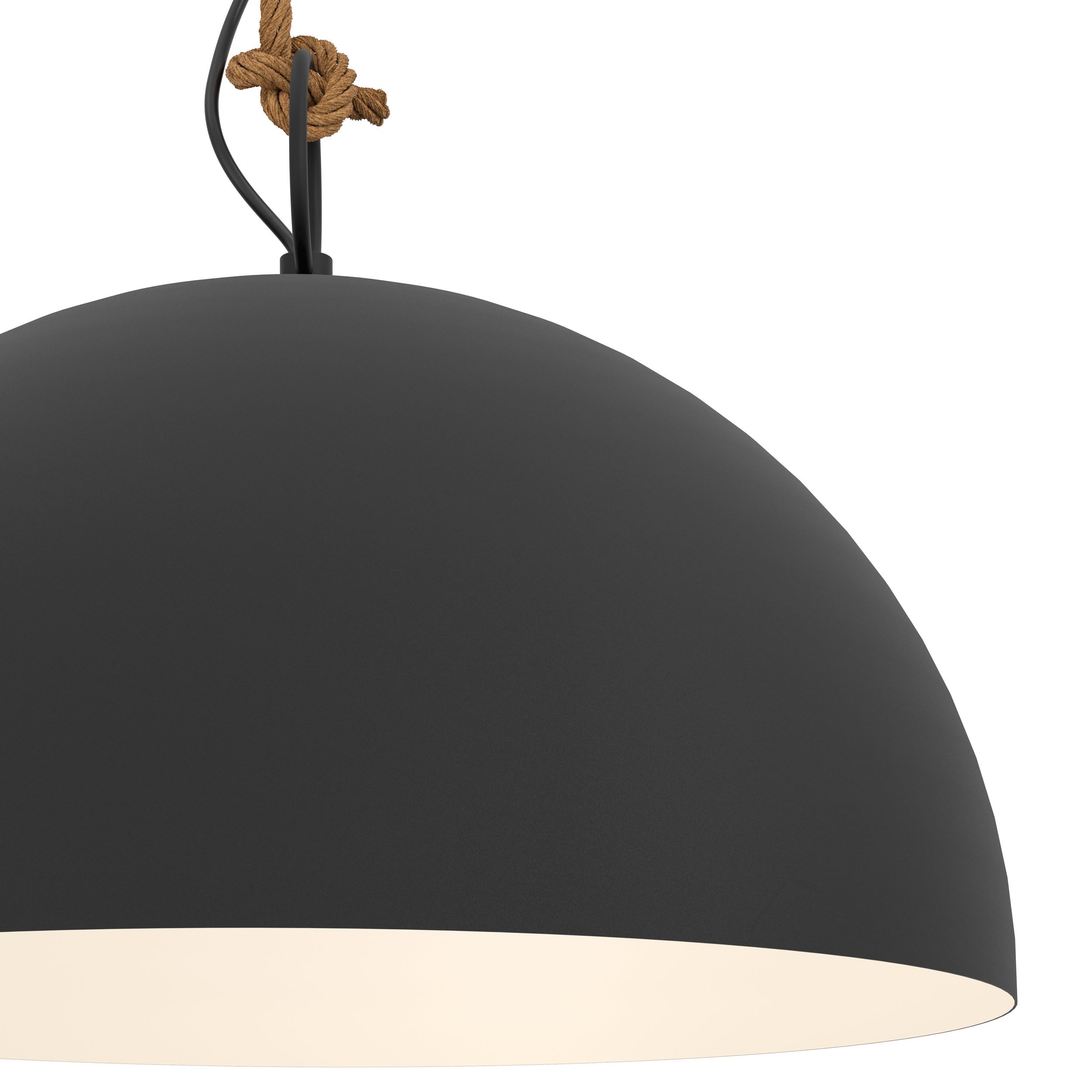 Eglo Lámpara colgante Hodsoll, 2 luces, vintage, industrial, retro, acero | madera, cuerda natural, negro, crema, marrón, para comedor y salón con casquillo E27