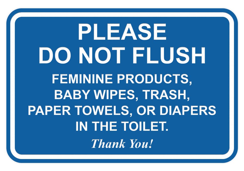 All Quality Classic Framed Please Do Not Flush Thank You Bathroom Etiquette Sign - 6" x 8" (Blue) 1 Pack