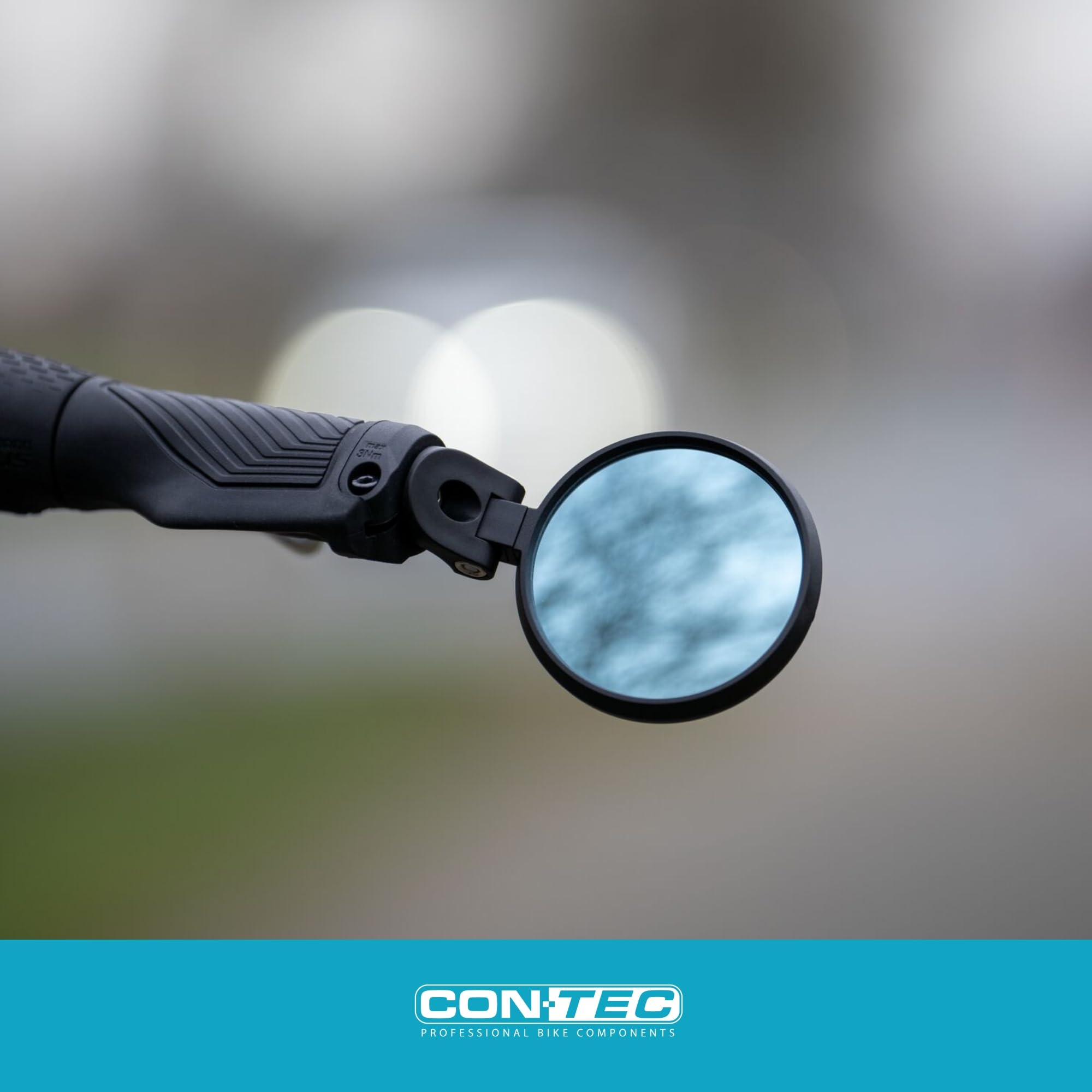 CONTEC E-View XS Fahrradspiegel, E-Bike Rückspiegel mit Edelstahllinse Ø 62 mm, Glare oder Dazz Linse, Lenker-Innenklemmung Ø 16 mm, rechts & links montierbar, robust & schwarz