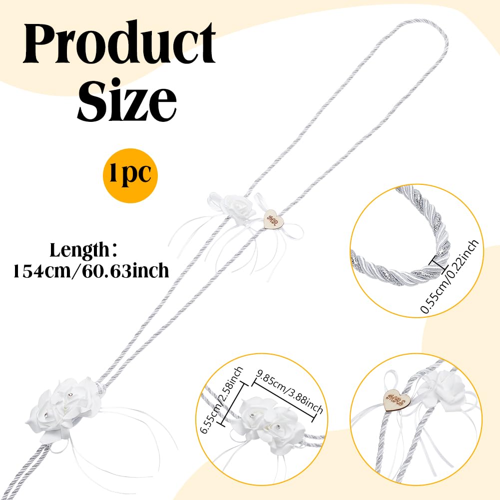 NBEADS 1 set di Corda Da Matrimonio Cattolica Da 1540mm, Lazo Para Boda Los Novios Cristiana 3D Fiore Lazo per Matrimonio per Cerimonia Cattolica per Regalo Nuziale, Grigio quelliaro