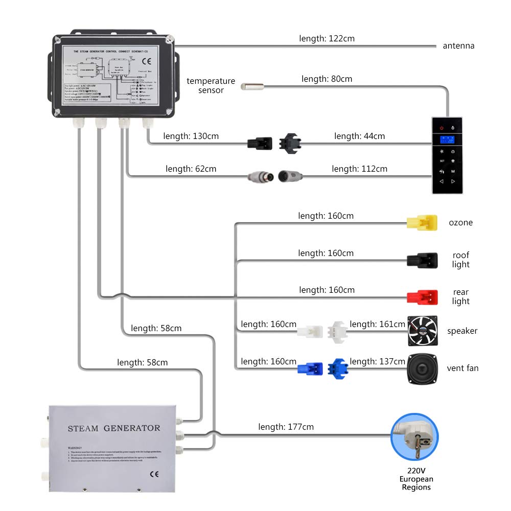 3kw. Maszyna do montażu ściennego Sauna Steam Maszyna Prysznicowe Akcesoria do kąpieli parowej Zestawy z Sauna Telefonu Bluetooth Sauna LCD Wyświetlacz Potężny, prosty(VS-9007W-W)