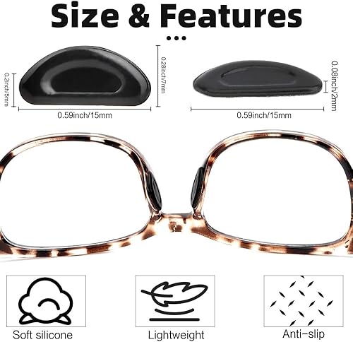 Miniatura 10 de Almohadillas de nariz para gafas, 5 pares de almohadillas adhesivas para la nariz, antideslizantes, 0.079 pulgadas de grosor, almohadillas de nariz