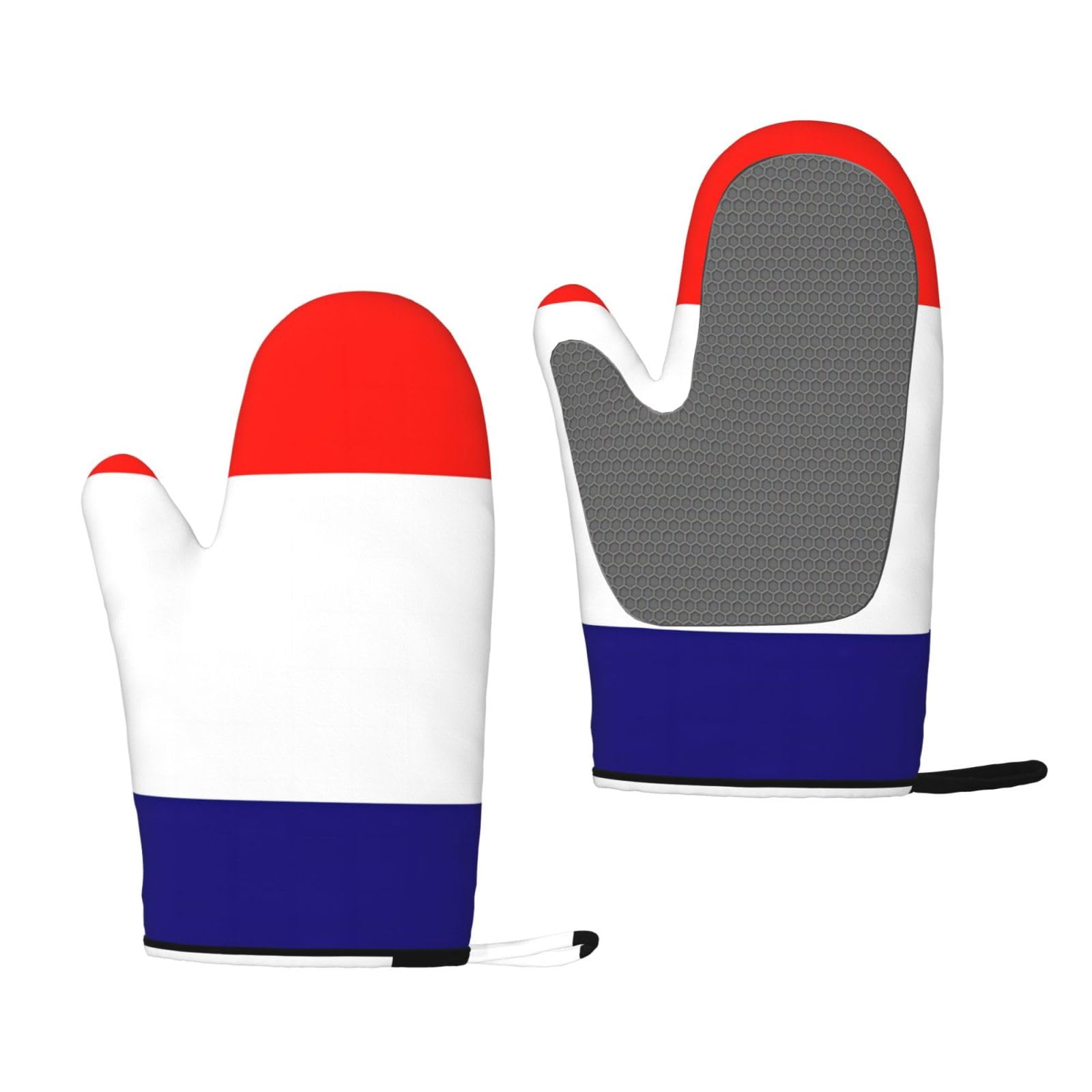 French Flag Print Oven Mitt Non-Slip Heat-Insulating Silicone Ovens Mitts Kitchen