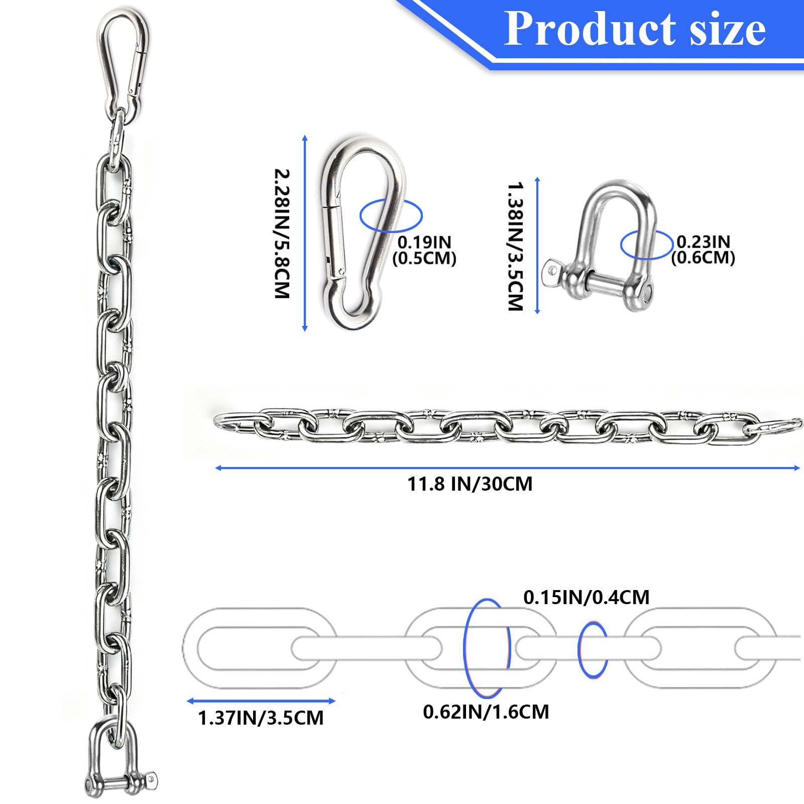 Stainless Steel Coil Chain - 4MM x 11.8 Inch -7