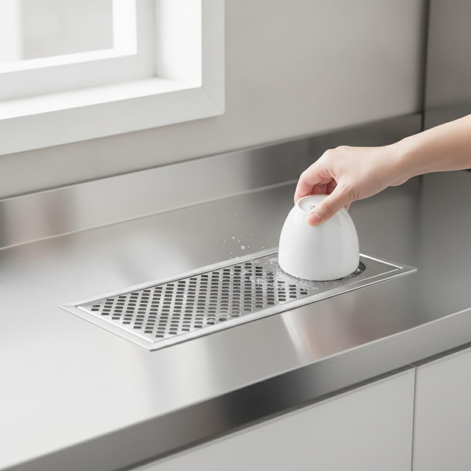 KESOTO Lavabicchieri in Acciaio Inox 304 Lavello Integrato Rondella Tazza Lavapiatti con Getto Potente Drenaggio Rapido Pannello Rimovibile Spazio Ridotto Adatto per Bar Ristorante Cucina Domestica