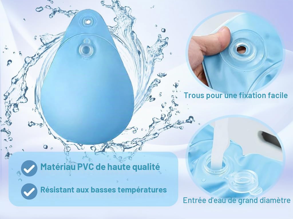 Lot de 10 poids de couverture de piscine - Sacs à eau de piscine - Poids d'eau avec crochets - Sac suspendu épais en PVC pour couverture de piscine - Sac à eau de piscine d'hiver - Pour