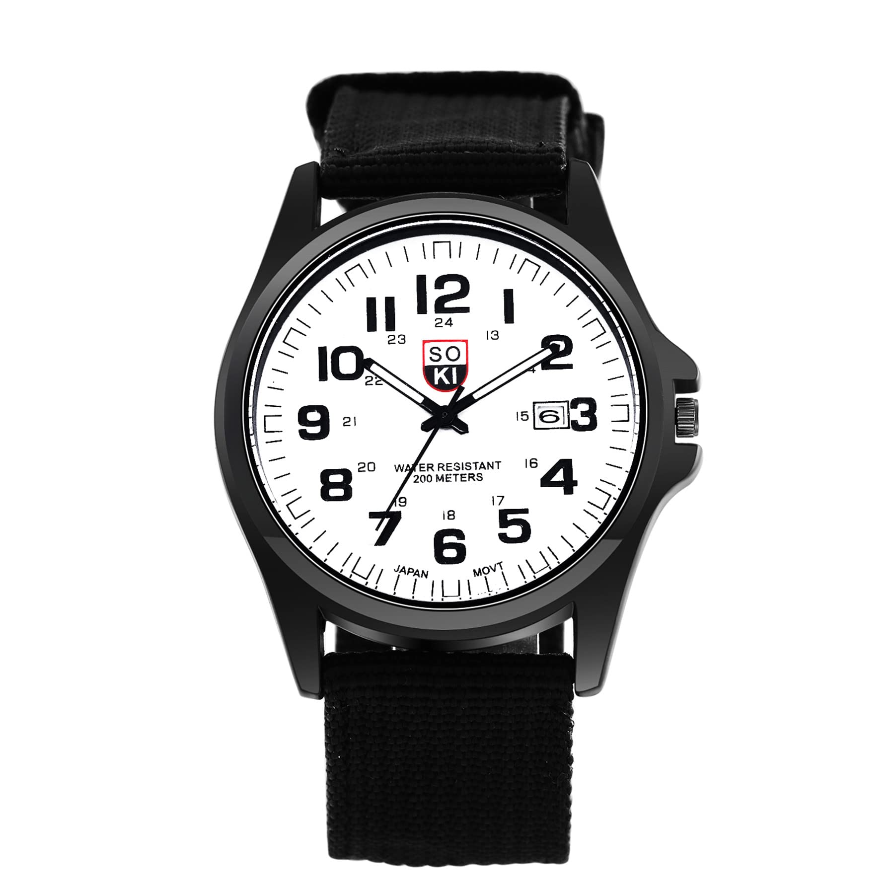 Jewelrywe Mens Military Green Dial Nylon Strap Quartz Calendar Wrist Watch Night Vision Luminous Wristwatch, for Valentines Day, black (B09QM5K8CJ) Amazon Price History, Amazon Price Tracker