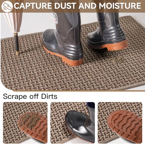 Image of Indoor Door Mat 36x60 Dirt Resistant and Absorbent, Non-Slip Rubber Backing Floor Mats, Easy Clean Low-Profile Doormat for Entryway, Front Door, Inside Entrance Brown