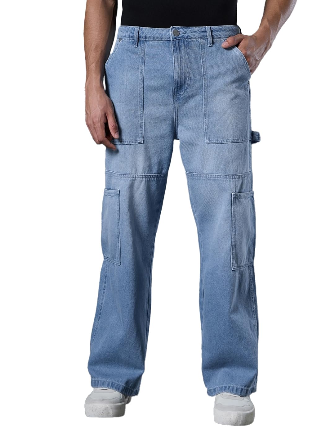 BewakoofMen's 100% Cotton Solid Straight Fit Jeans