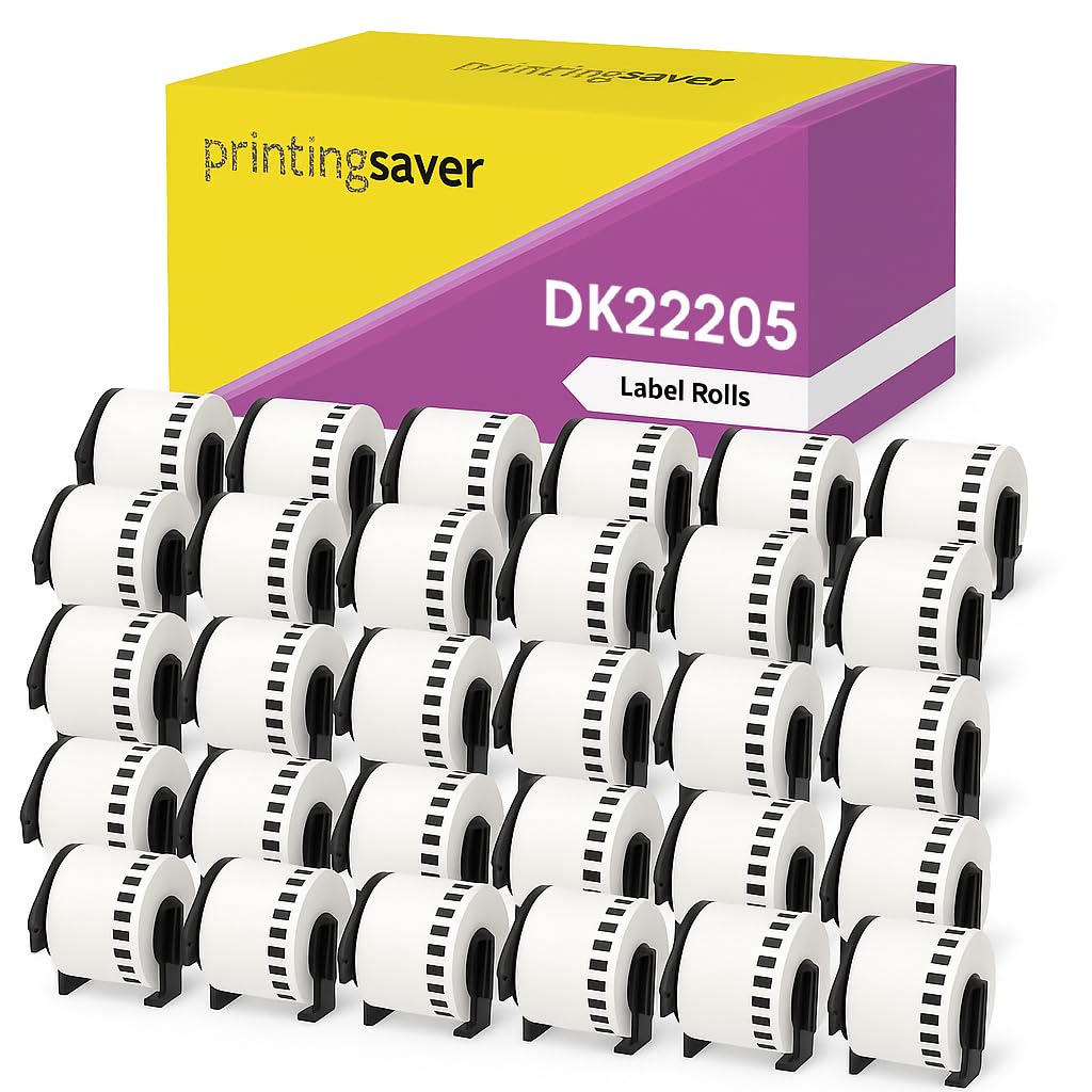 30 DK-22205 Continuous White Address Labels Compatible with P-Touch QL-500 550 710W 720NW 810W 820NWB 1110NWB Brother Label Printers (62mm x 30.48m)
