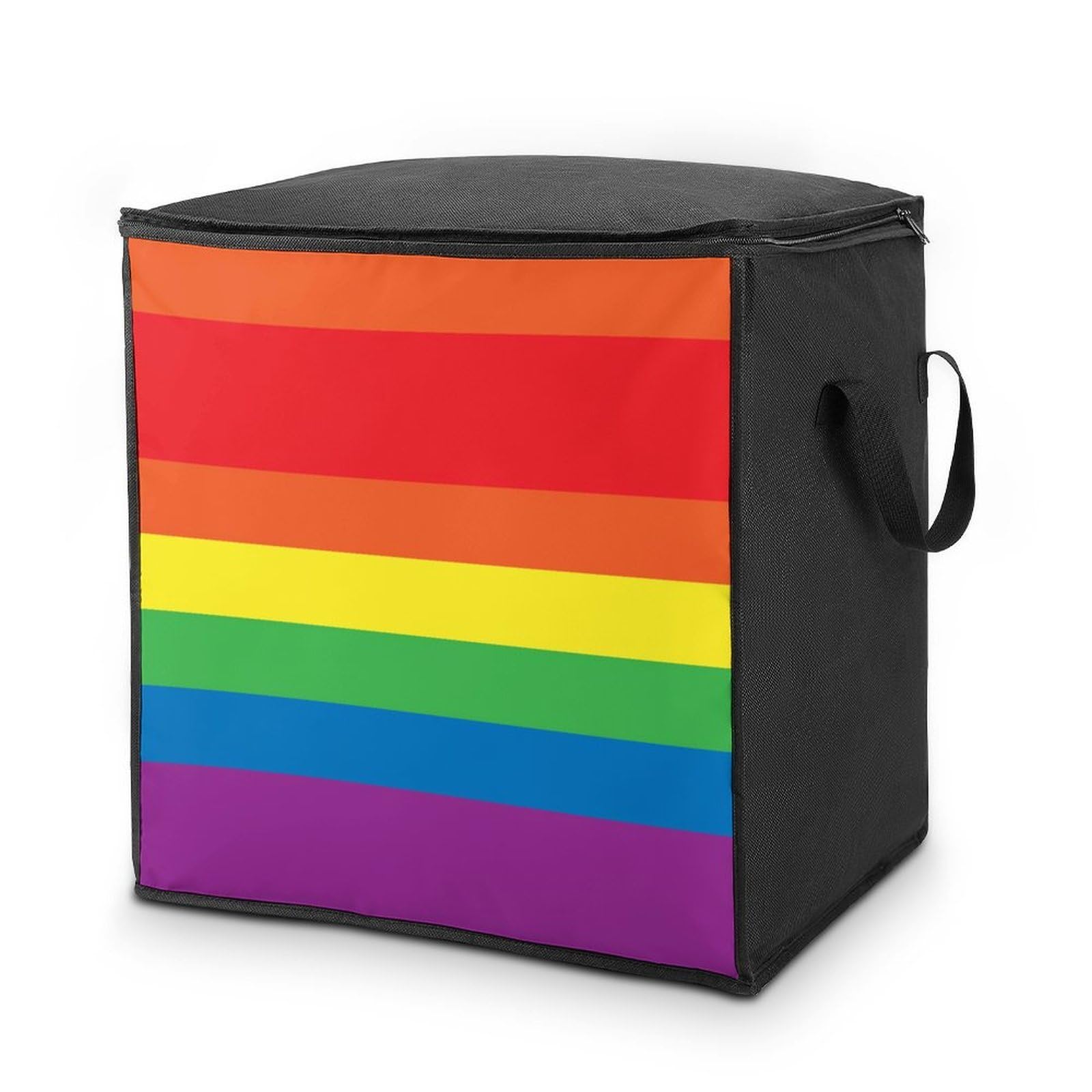 Lyfthologen 70L Storage Bags, Rainbow Peace Love Storage Box with Lid Zipper And Handles, Clothes Bags for Quilt, Blankets, Bedding