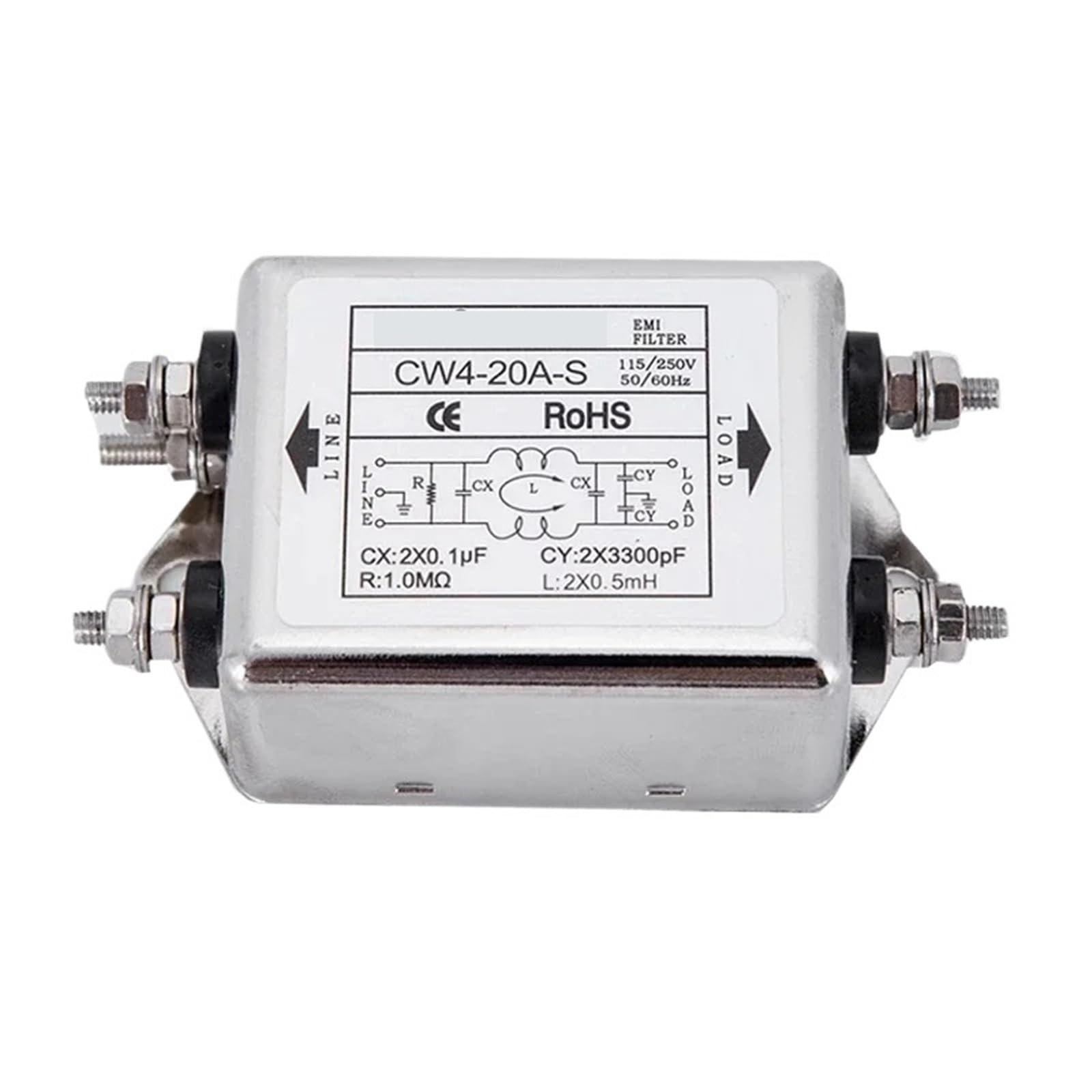 Filtro de fuente de alimentación monofásico de 220V CW4L2-10A-S con interfaz de perno 3