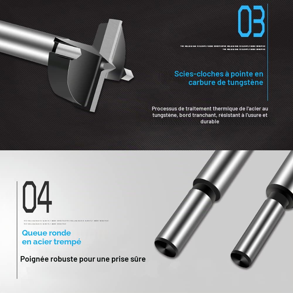 ASNOMY Forstner Mèche Forstner en acier tungstène 60 mm Foret à bois et bois dur