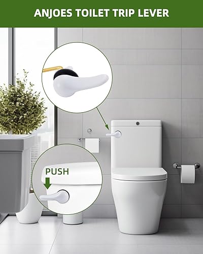 Miniatura 6 de Manija de inodoro de metal para montaje frontal, piezas de tanque de inodoro con cadena de aleta, kit de repuesto de mango de latón macizo, uso