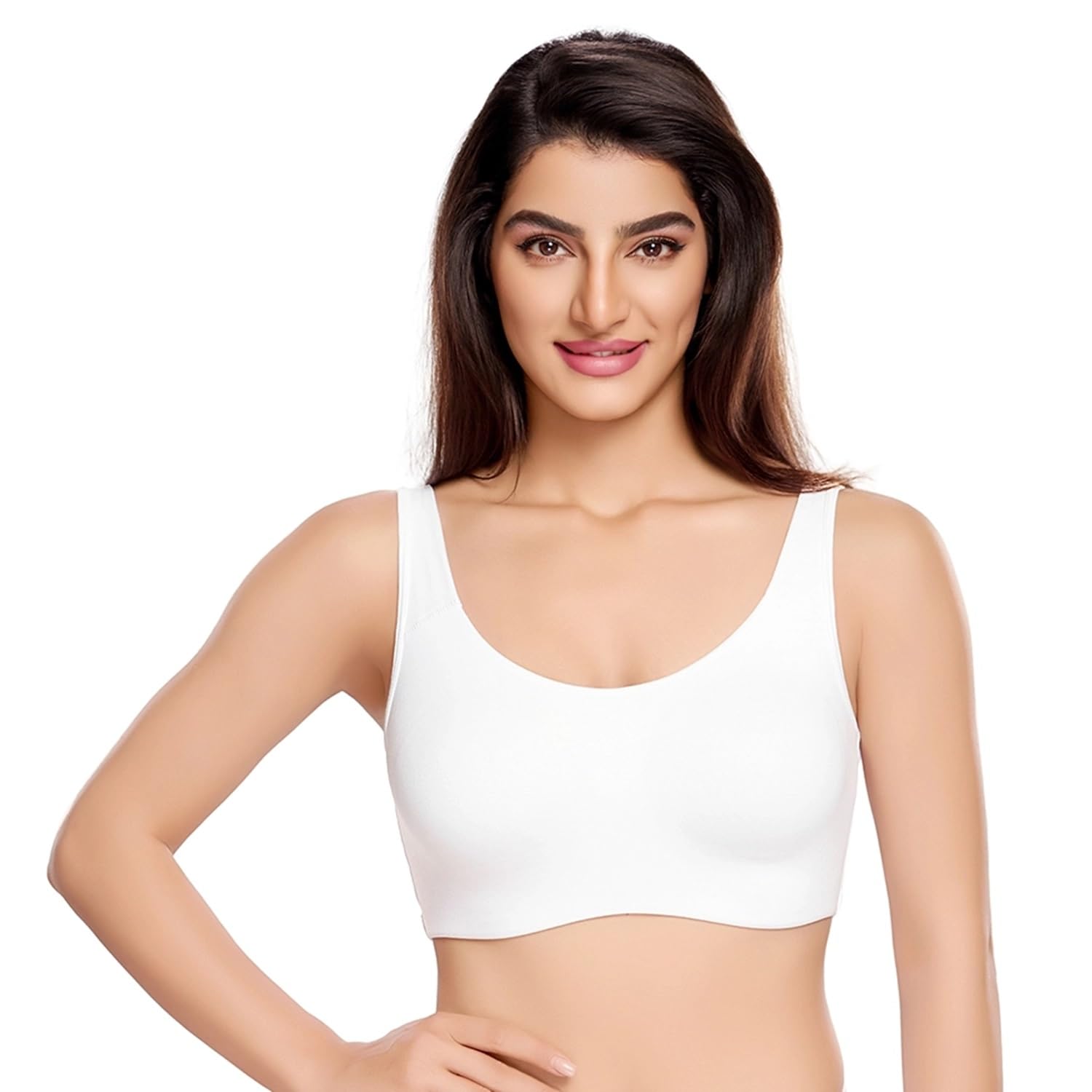 non padded full coverage sports bra for women | slip on bra | low impact high coverage wireless support sports bra js 90 white s