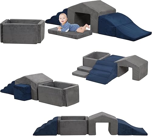 MOOZHEALTH Soft Play - Juego de actividades de escalada y gateo, bloques de construcción de escalada de espuma con pozo de pelotas - Equipo de