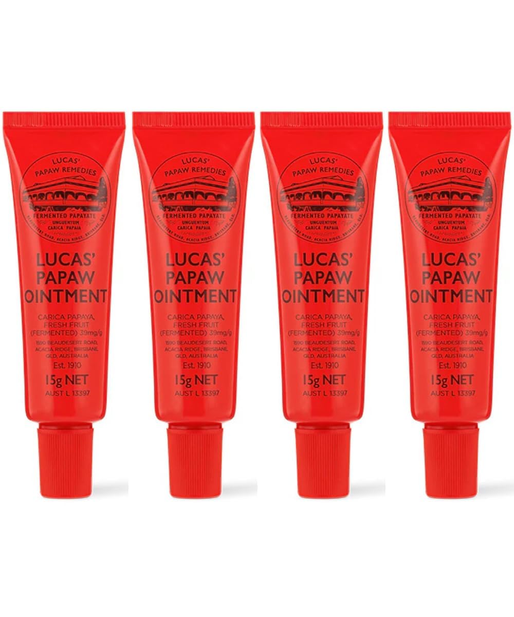 Lucas Pawpaw Ointment 4 x 15g Pawpaw Balm for Lips & Dry Skin - Unique All Skin Types, All Gender- Any Season Gift Pack | Imported Directly From Australia