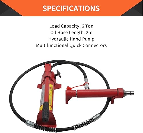 Miniatura 6 de Porta Power Jack hidráulico de 6 toneladas 2M (78.7 pulgadas) Kit de reparación de marco de carrocería de automóvil con bomba de aire para carga