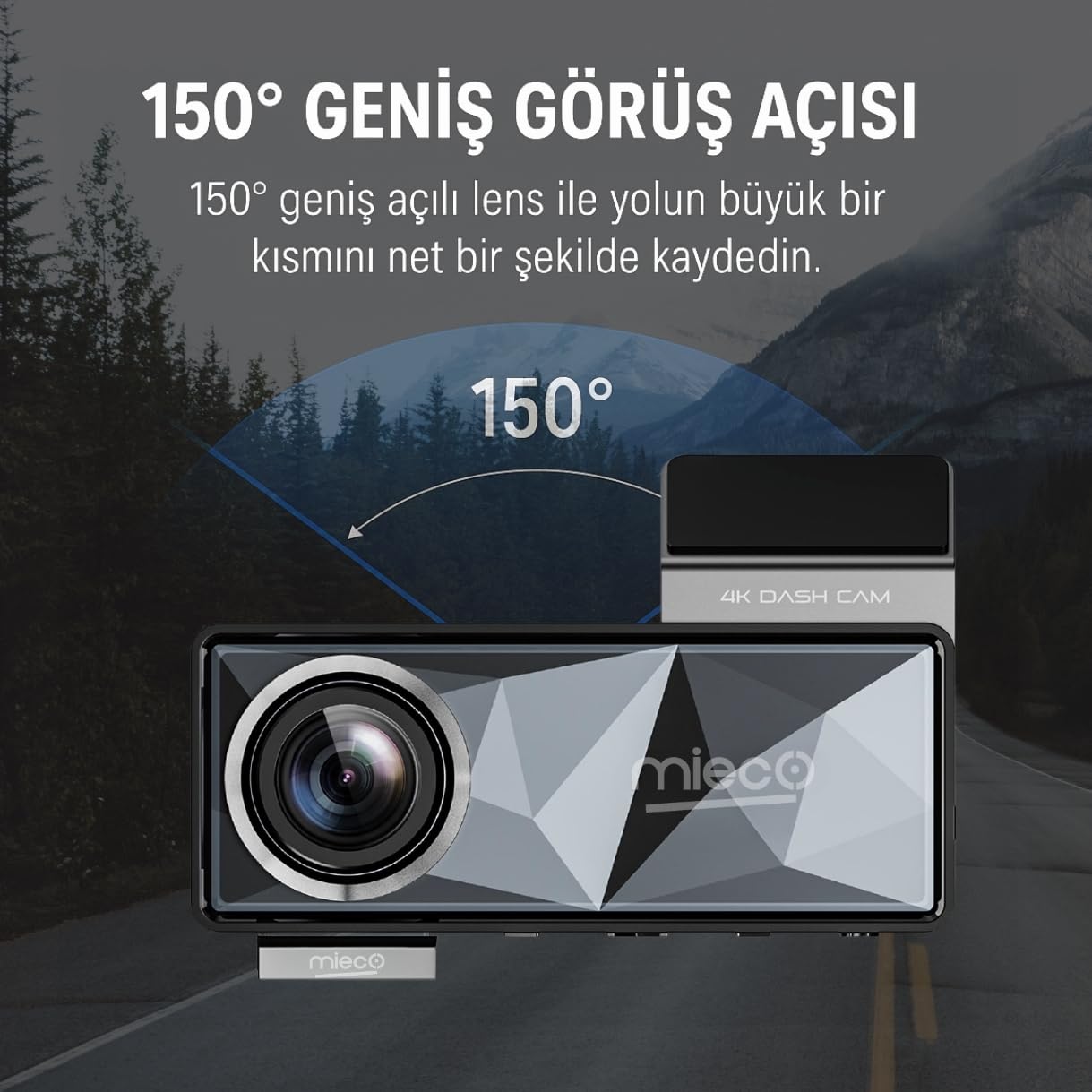 Mieco A11 Wifi/App/ 4K Uhd/ 150° Ultra Geniş Açı/Gece Görüş/GPS