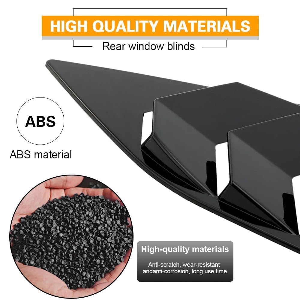 2 Stück Seitenfenster Jalousien für Focus ST RS MK3 Hatchback 2012-2018, Premium ABS Heckscheibenblende Sportliche Auto Außenstyling Modifikation,Glossy Black