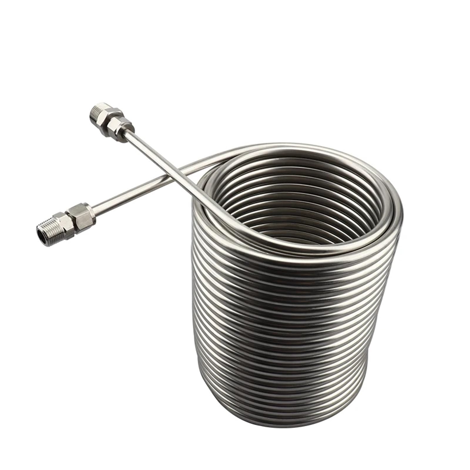 Serpentín intercambiador de calor de acero inoxidable, enfriador de mosto por inmersión, serpentín de tubo espiral con puertos de 1/2" y 3/8", enfriador de cerveza y vino Respuesta rápida, calefacción