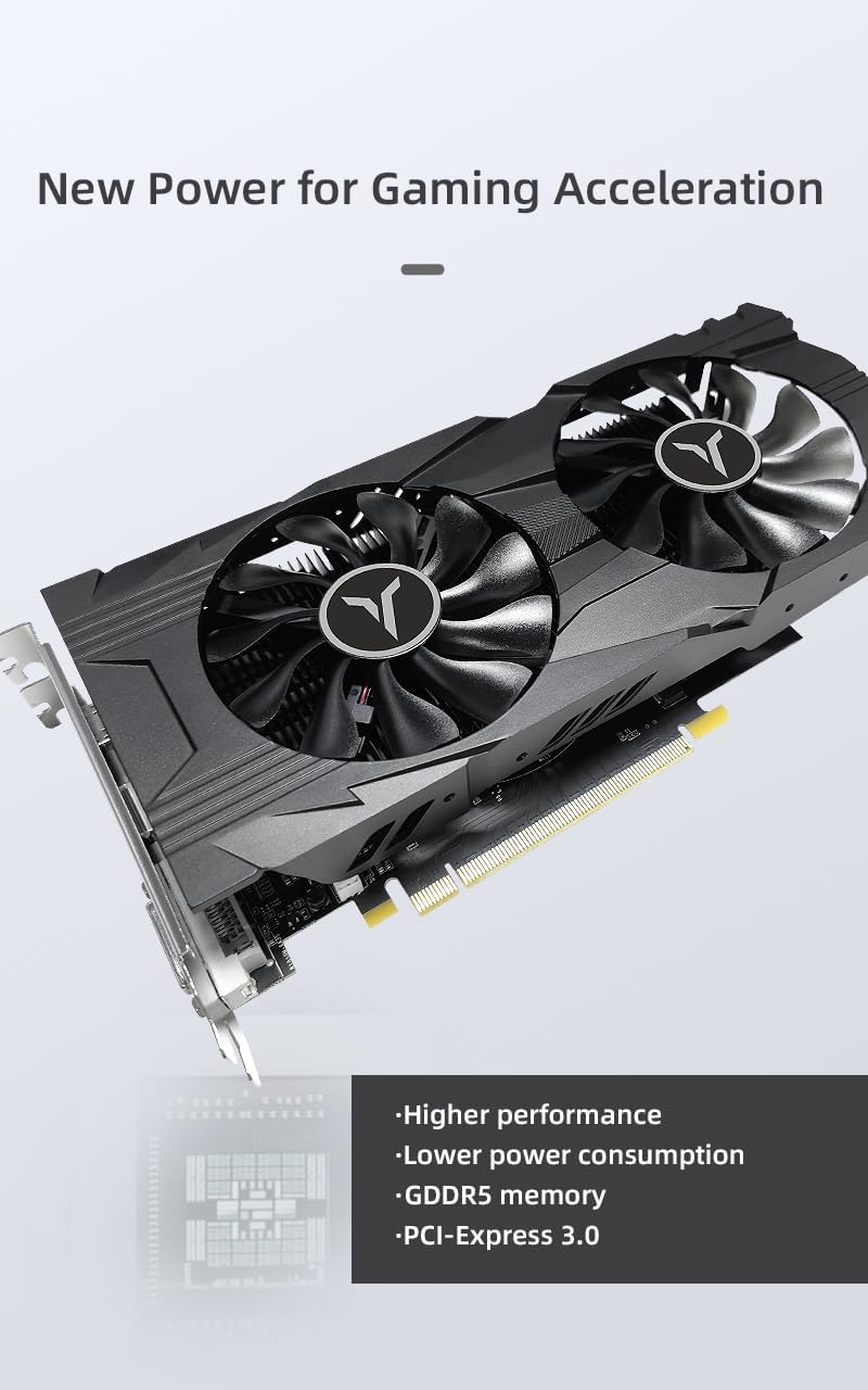Yeston Gaming GTX 1050 ti 4GD5 128bit Graphics Card Desktop Computer PC Video Graphics Card PCIE 3.0 GDDR5 1050 Ti Video Card for PC (Double Fans)