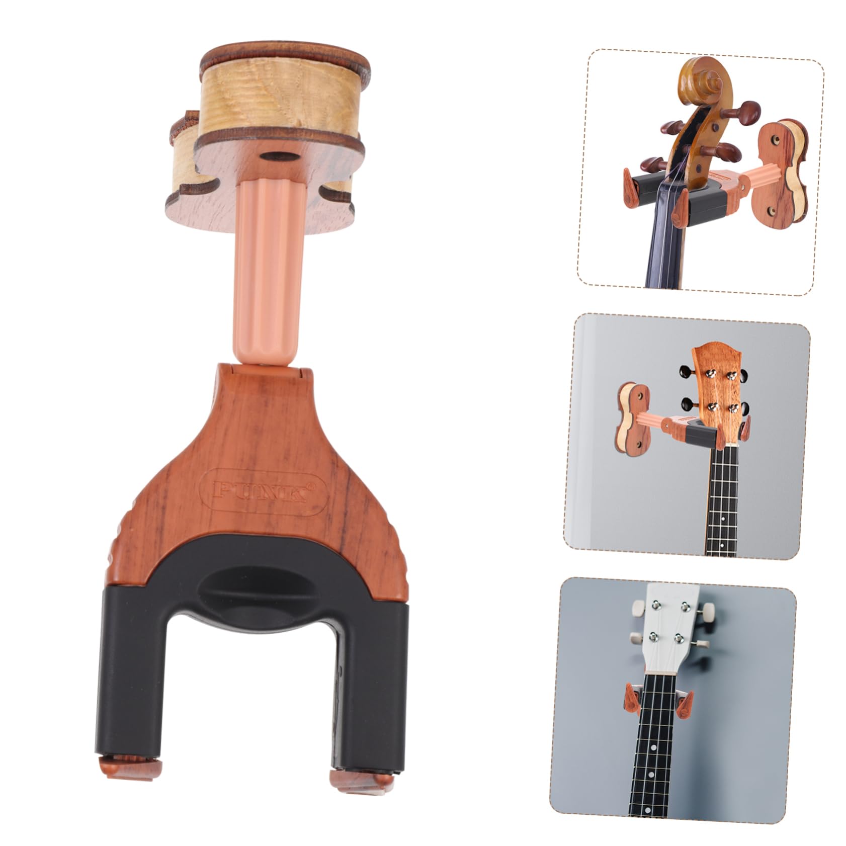 ibasenice Wood Violin Hook Ukulele Wall Mount Automatic Lock Viola Hanger Sturdy Easy Installati