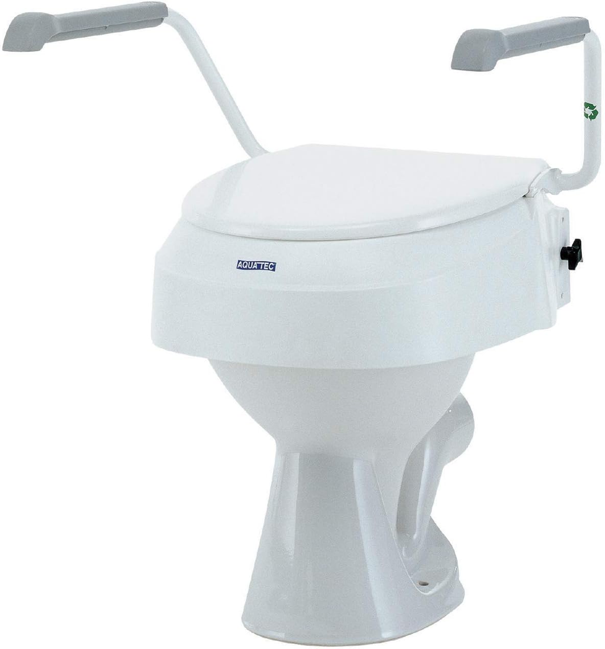 Invacare Aquatec 900 Raised Toilet Seat with Armrests, Raised Toilet Seats for Elderly, White, Raises Seat by 100mm