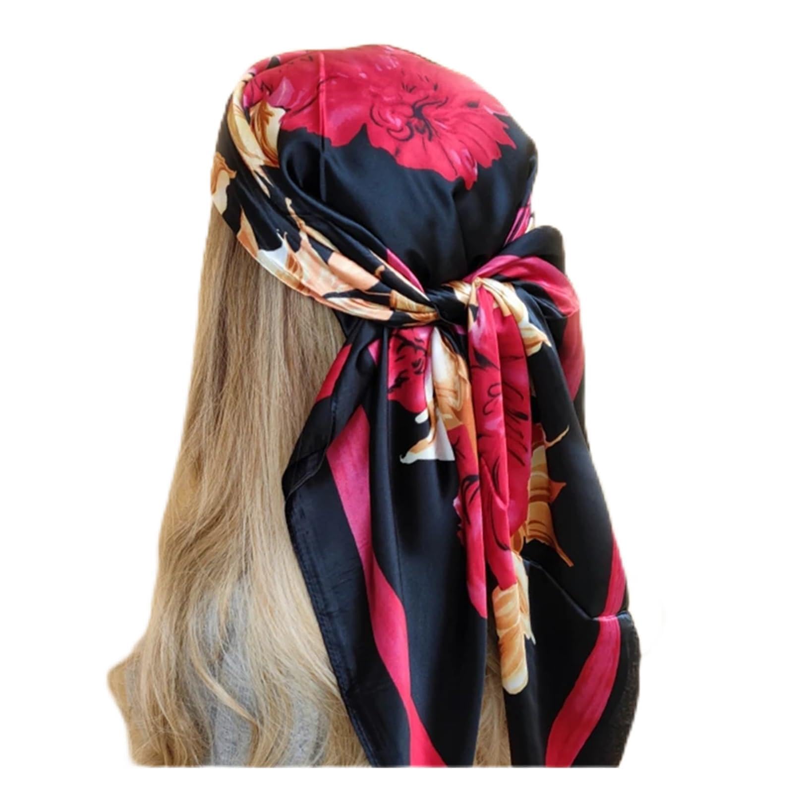 PañUelos Cuello Mujer Bufandas de seda cuadradas con estampado de pañuelos de 90x90CM de viaje con protector solar de playa for las cuatro estaciones