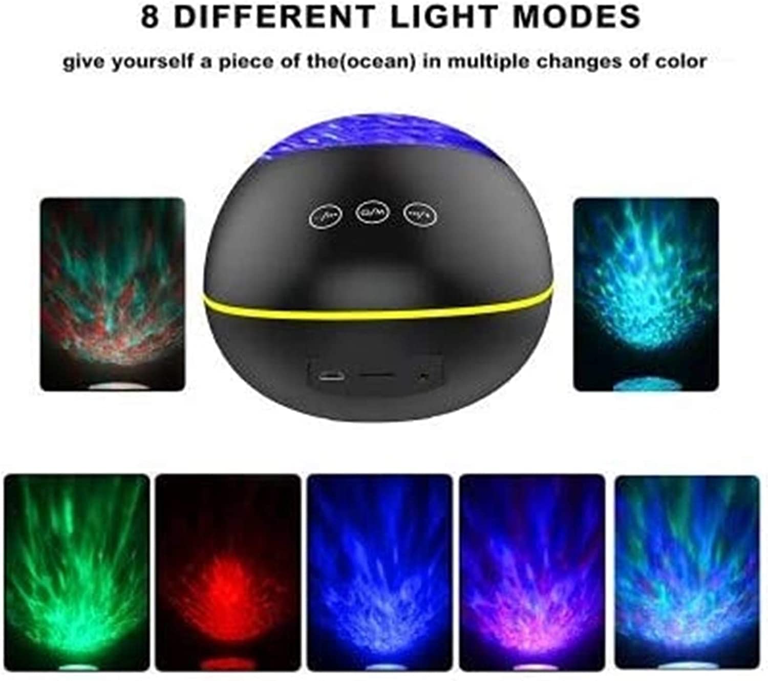 GeRRiT Veilleuse Projecteur Enfants Étoile Veilleuse Océan Projection Lumières 8 Couleurs Changement Lampe 360 ​​Degrés Rotation Chaude Lumière De Sommeil for Enfants Garçons Filles Enfants Chambre Dé