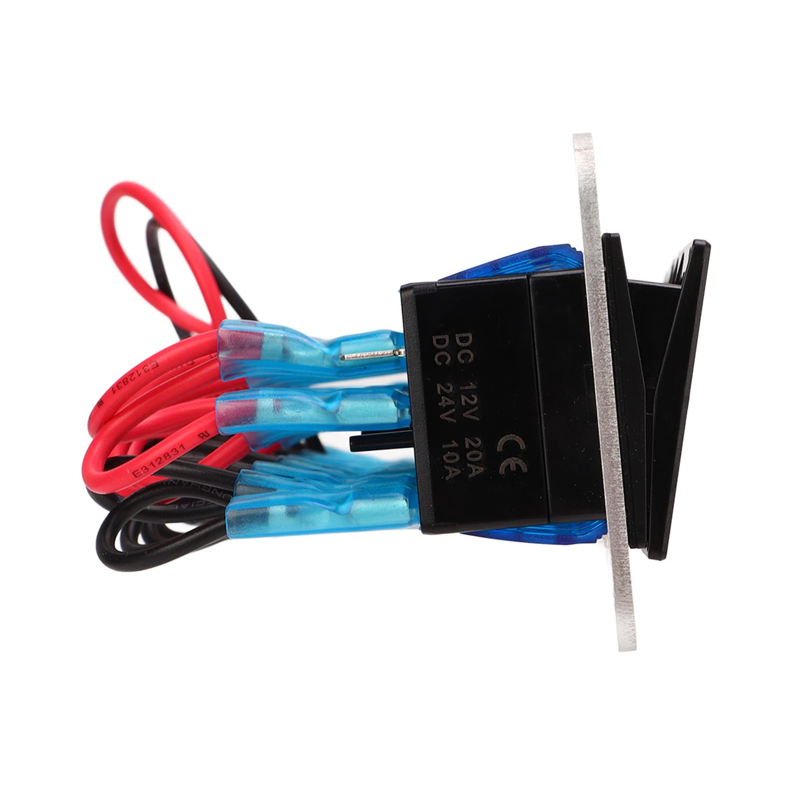 Pannello interruttore a rocker a 6 gang 12 V 24 V LED blu impermeabile SPST On Off interruttore pre-cablato per auto barca camion UTV con telaio in lega di alluminio