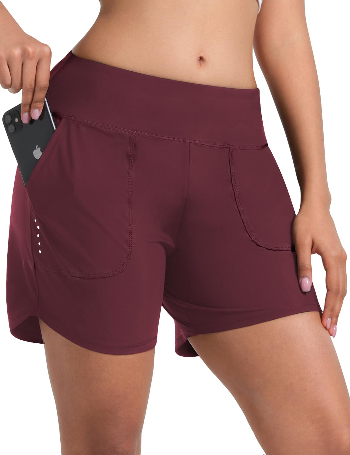 BVVU Women's 5 inch Swim Board Shorts Tummy Control Swimsuit Bottoms UPF50+ High Waisted Beach Shorts for Women with Liner