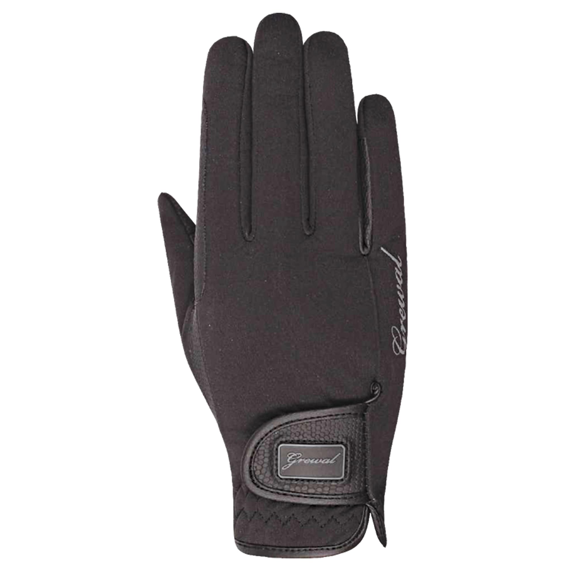 Grewal Equestrian Matilda RK-Serino KT Synthetic Leather Riding Gloves with Soft Shell Fabric, Black sz 6 (Small)