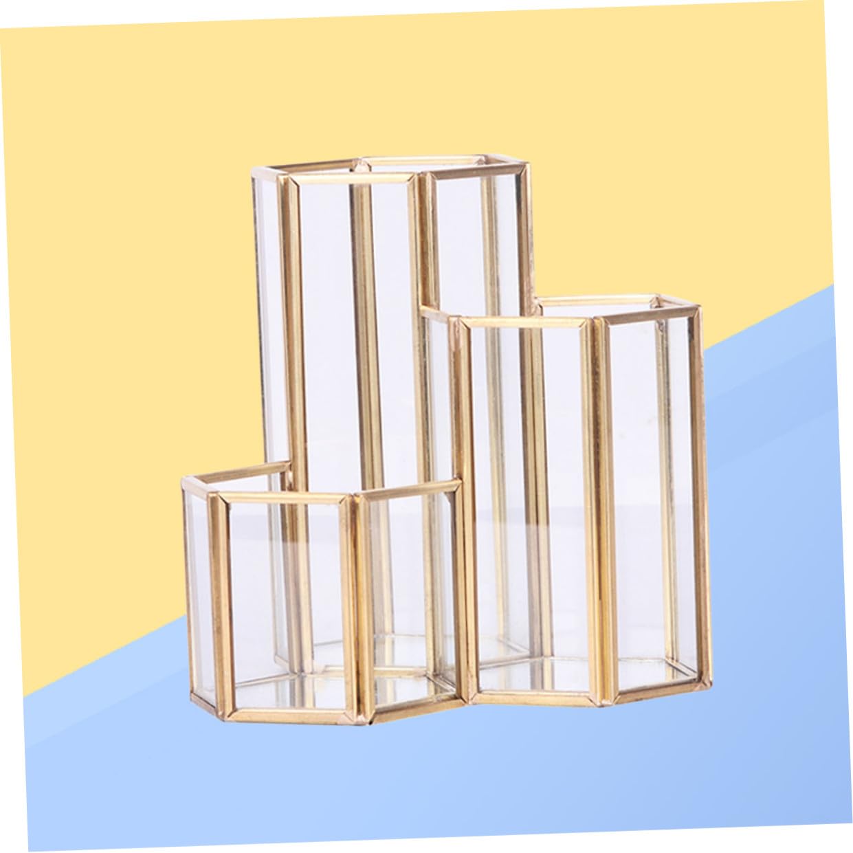 Artibetter Stiftehalter Sechseckiger Schreibtisch Goldfarbener für Glas