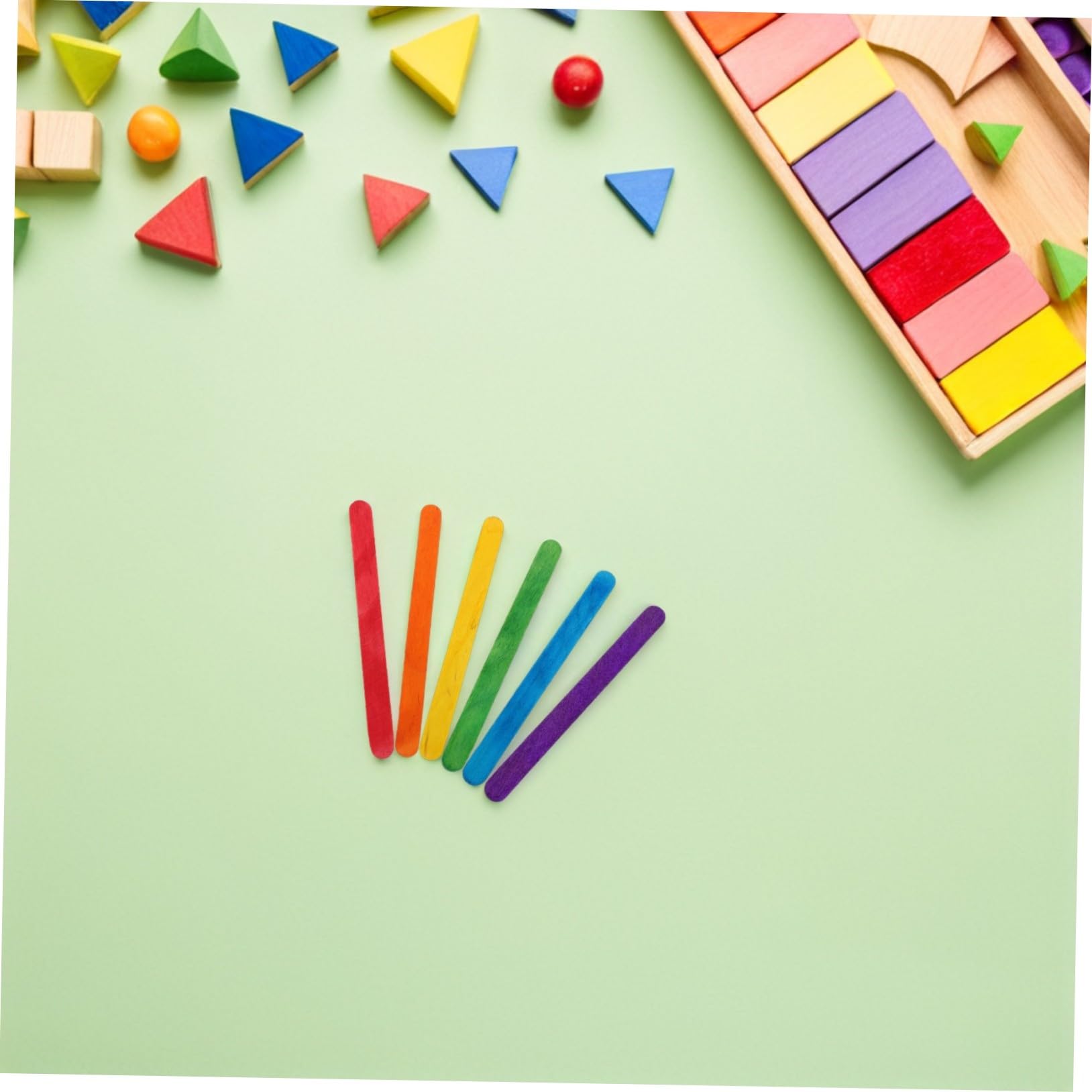 Operitacx 500 Palitos de Helado de Colores para Niños, Palitos de Madera Reutilizables para Manualidades, Repostería y Proyectos Educativos