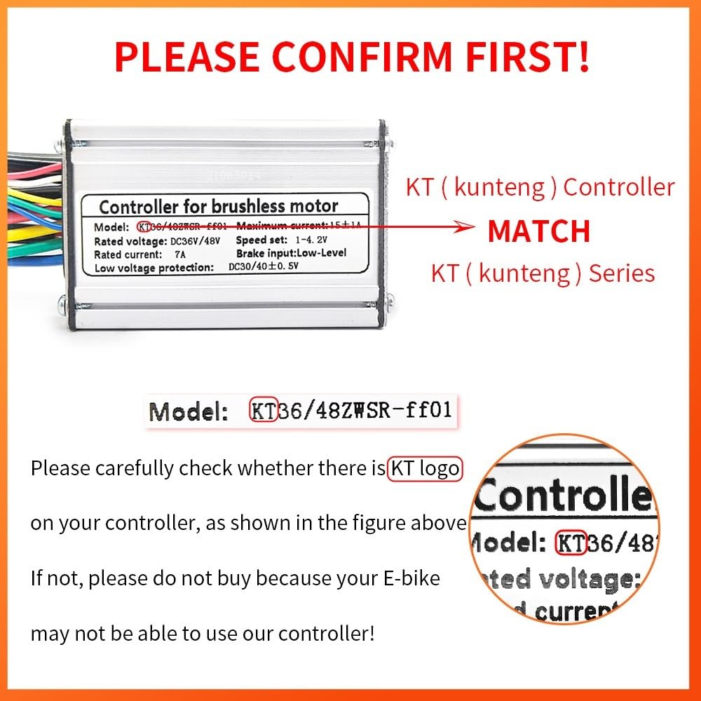 Centralina Monopattino Elettrico Controller for Bici Elettrica 36V 48V Impermeabile Senza Spazzole 250W 350W 500W 1000W Accessori Ebike Con Funzione Luce Brushless Motor Controller(15A Sinewave)