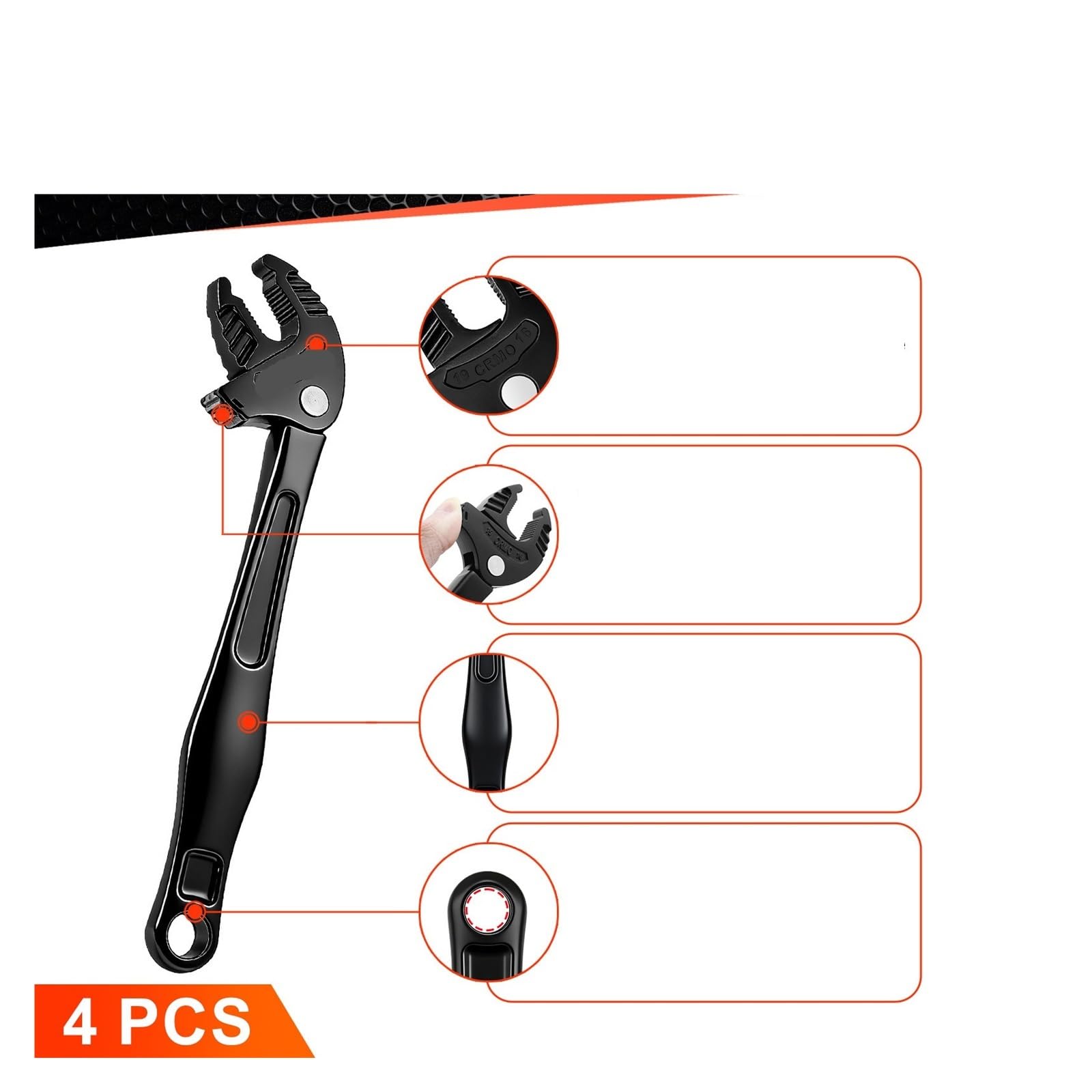 Pinza a Pappagallo Chiave a cricchetto adattativa industriale for impieghi gravosi da 4/6 pezzi, ampia apertura for impianti idraulici automobilistici(Silver Set - 4PCS)