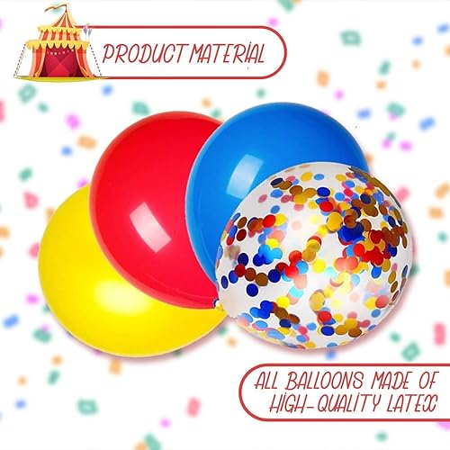 Miniatura 4 de BELMAKS 24 globos de fiesta de carnaval, temática de festival de 12 pulgadas, rojo, azul, amarillo, multicolor, decoraciones de fiesta de cumpleaños