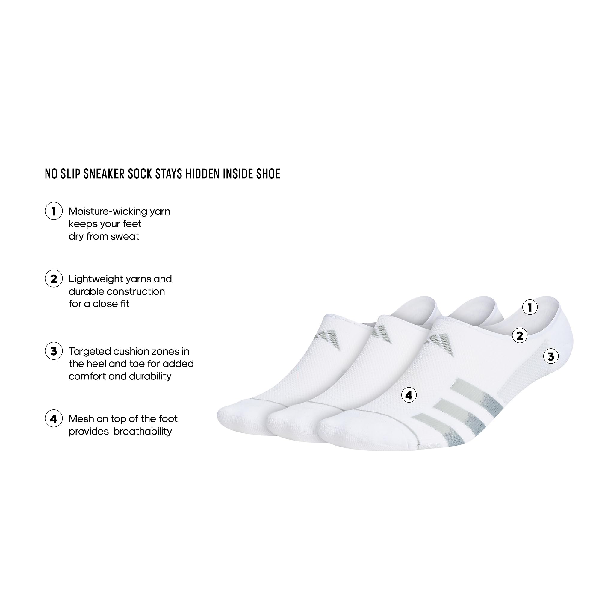 adidas Superlite Stripe 3 Da Uomo, Confezione Da 3 Calzini Super No Show Uomo (Pacco da 3)