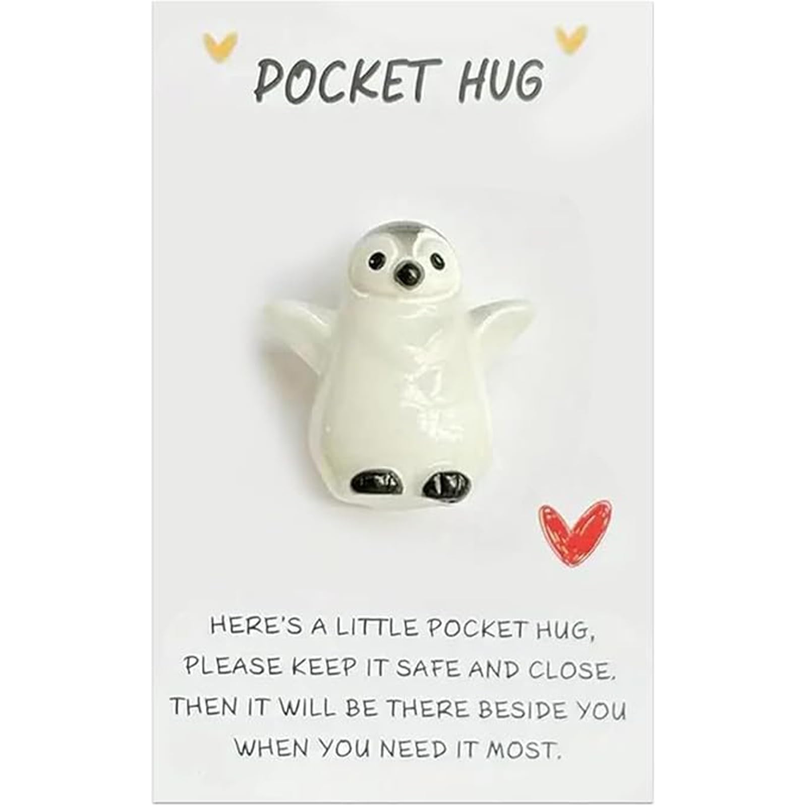 Pocket Penguin, Pocket Hug, Penguins Gifts, Pockets Penguin Hug with Message Card, Encourage Keepsake Ornament, Cute Pockets PenguinHug Animal Decoration for Friends, Lovers, Birthday, Wedding