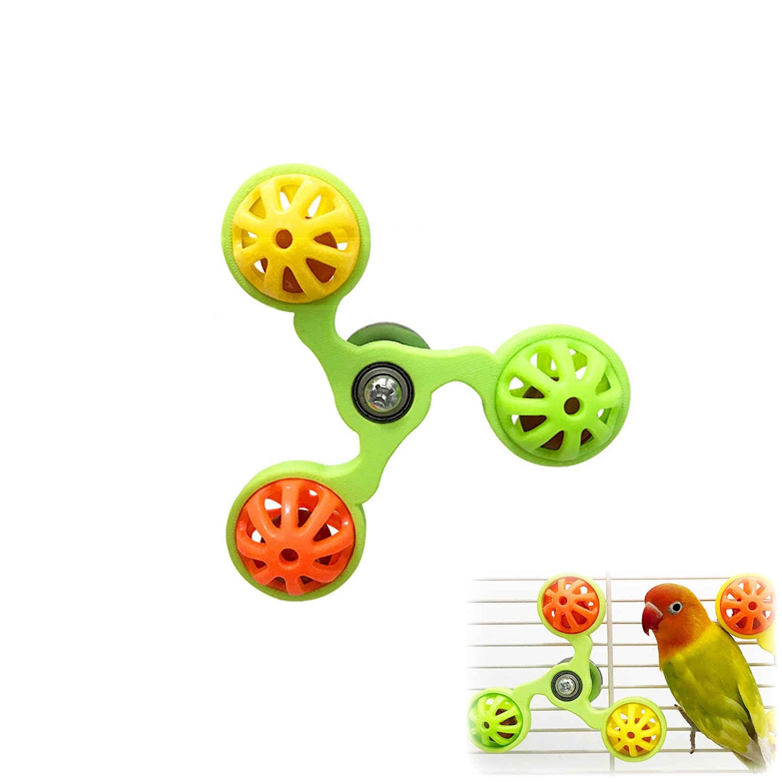 Budgie Toys & Parrot Toys - Rotating Bird Cage Ball with Windmill, Safe Durable Material, Unique Design for Cockatiels, Budgies, Macaws and Other Parrots