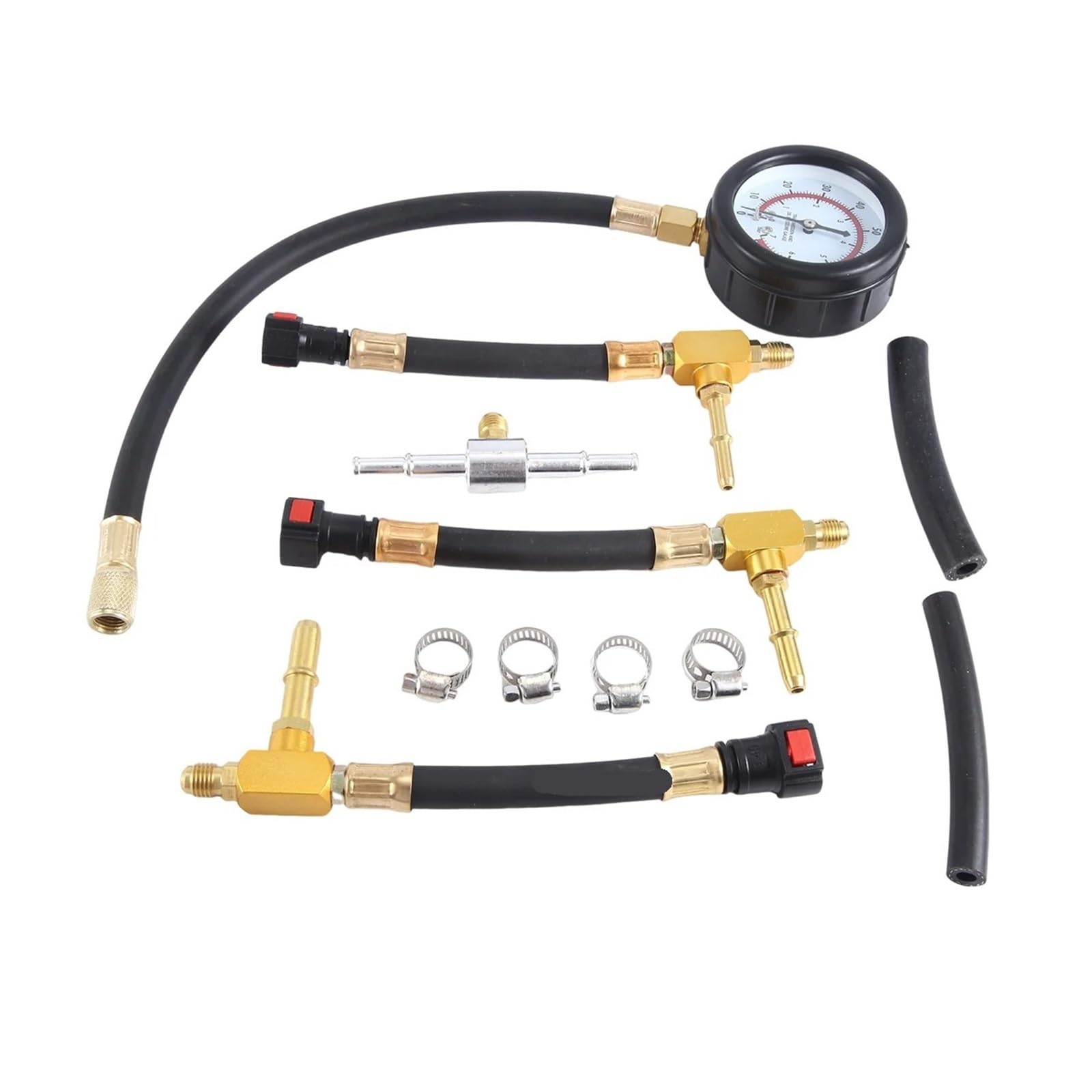 QCWLDKJRV Car Fuel Pressure Gauge Car Gasoline Injection Tester Meter with 6.3 7.89 9.49 Connector Fast Connetion
