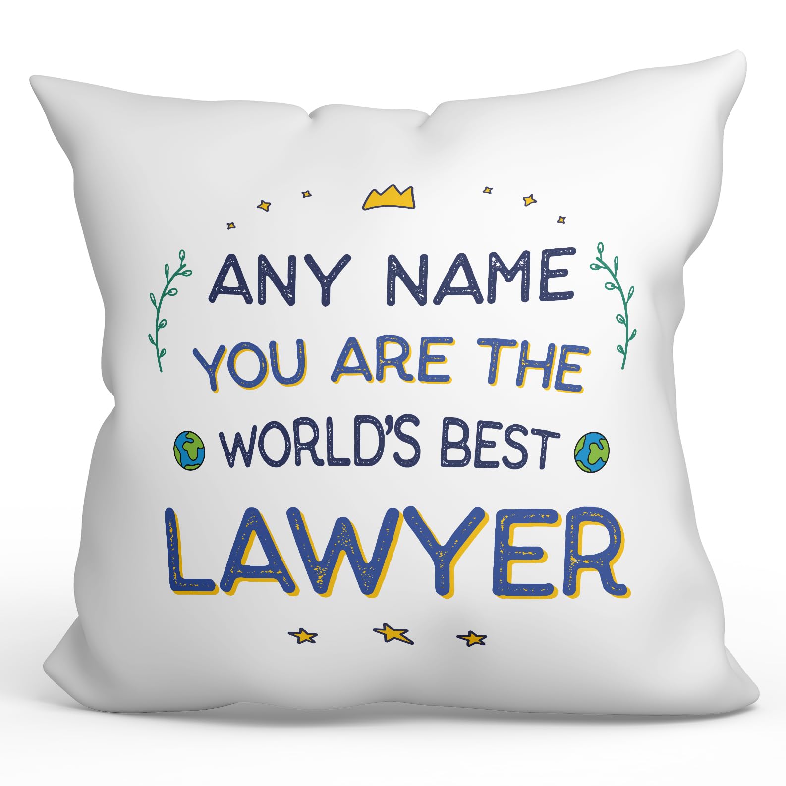 MUGFFINS Personalised Cushion for LAWYER Padding included - in English - World's Best - Funny custom gift - Pillow: cover and filling 15.7x15.7 inches โ image 1