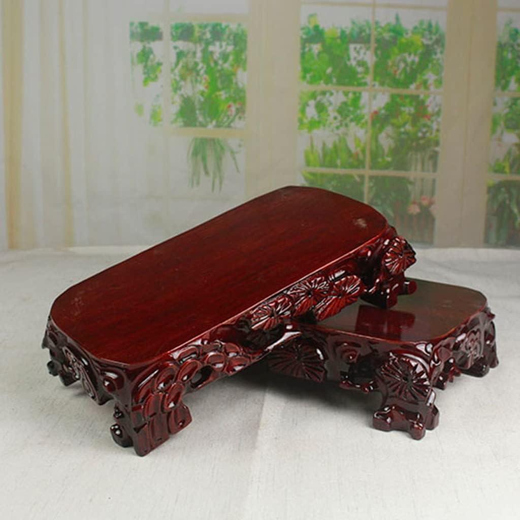 Bonsai Pedestal Vase Pedestal Stands Potted Display Stand Relief Craft Bonsai Base Ornaments Rectangular Large Base Jade Suitable for Teapot Porcelain Buddha Statues Planter Stand Plant Holder(Small)