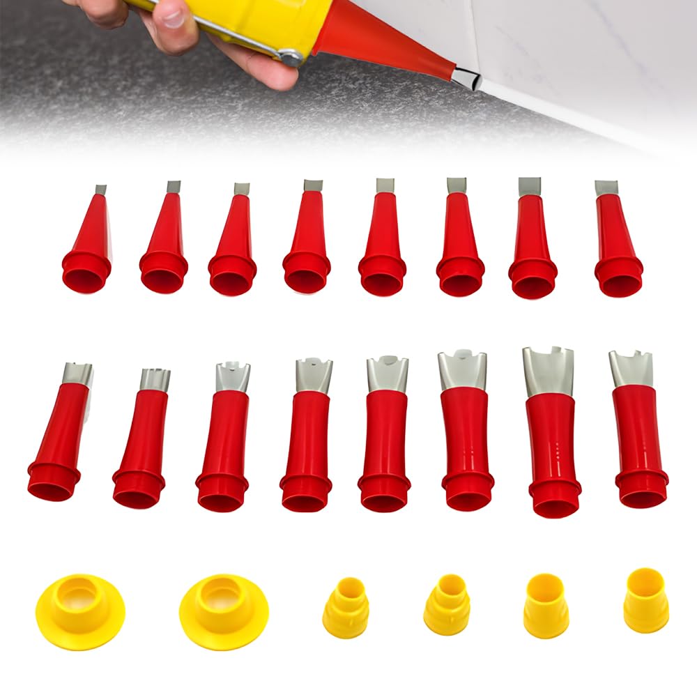 Universal Integrated Rubber Nozzle Tool Kit, Caulking Tool Kit Easy Caulking Finisher Nozzle, Caulk Tips Caulk Extension Nozzle Caulking Tips Set, Caulking Nozzle Applicator Finishing Tool (A# 22PCS)