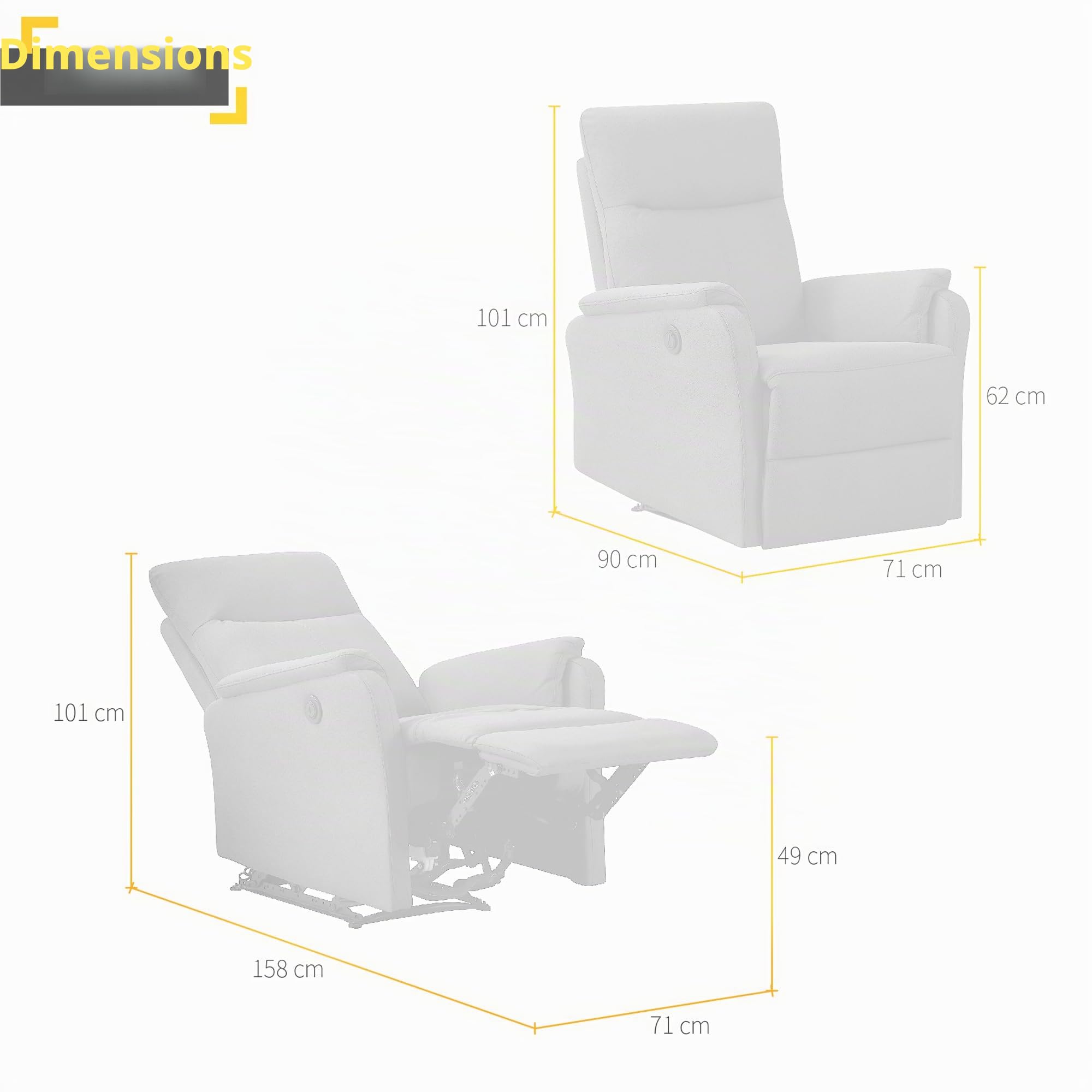 Z-hom Fauteuil de Relaxation - Fauteuil de Massage électrique réglable - Fauteuil Ergonomique pour Regarder la télévision, Travailler et Dormir - Gris